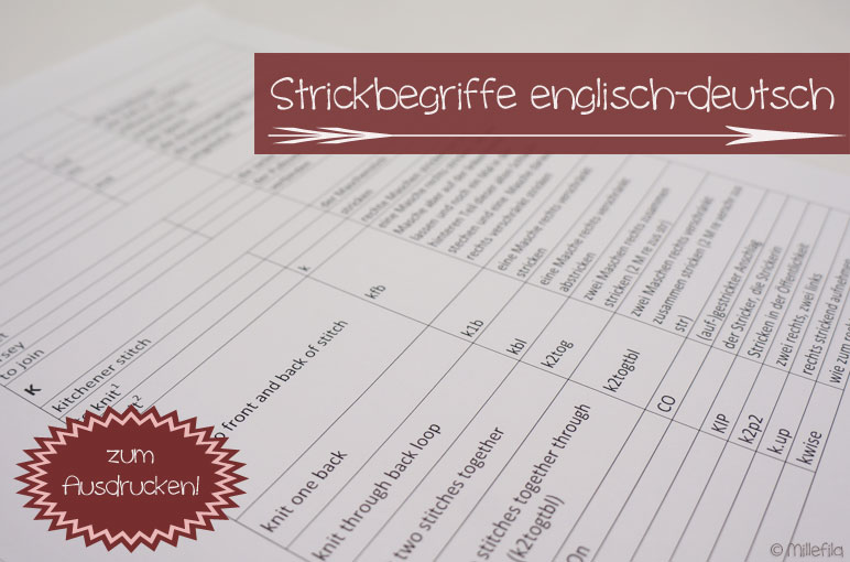 Strickbegriffe deutsch-englisch